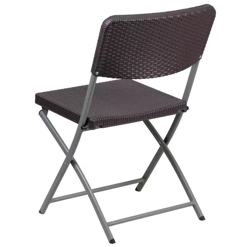 Sedia pieghevole in plastica effetto rattan marrone con struttura grigia, set da 2