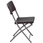 Sedia pieghevole in plastica effetto rattan marrone con struttura grigia, set da 2