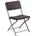 Sedia pieghevole in plastica effetto rattan marrone con struttura grigia, set da 2