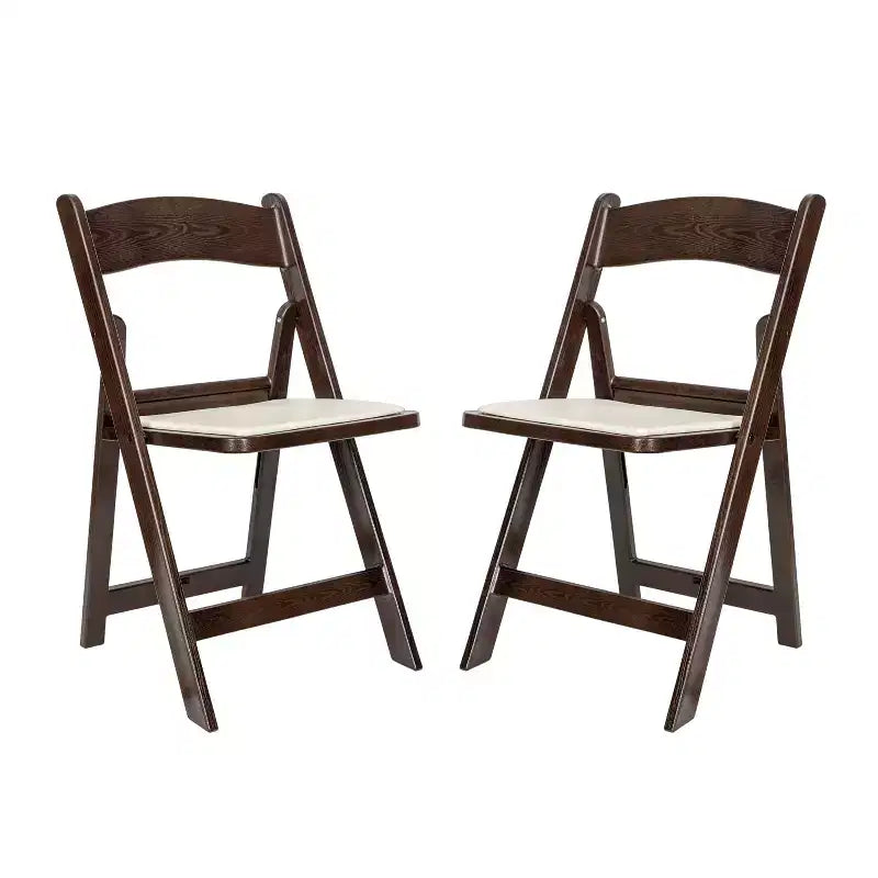 Sedia Pieghevole in Resina con Seduta in Vinile, Confezione da 2 (Nero / Castagno / Marrone Scuro / Mogano Rosso / Bianco)
