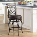 Sgabello girevole da bancone in similpelle marrone, struttura in metallo bronzo, 1 posto