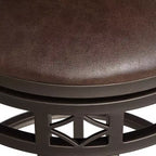Sgabello girevole da bancone in similpelle marrone, struttura in metallo bronzo, 1 posto