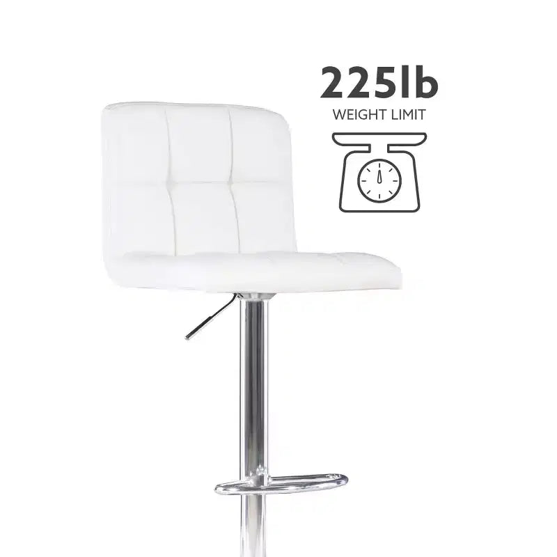 Sgabello da Bar Girevole Regolabile, Similpelle, Bianco/Grigio/Marrone Scuro, 1 Posto