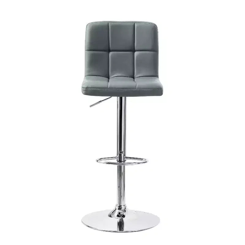 Sgabello da Bar Girevole Regolabile, Similpelle, Bianco/Grigio/Marrone Scuro, 1 Posto