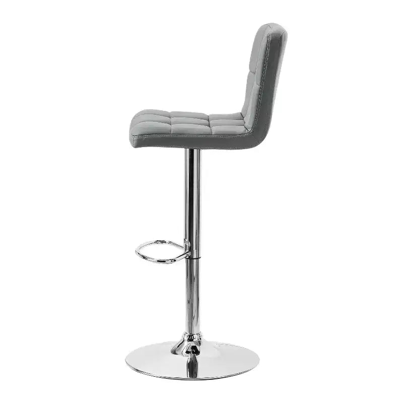 Sgabello da Bar Girevole Regolabile, Similpelle, Bianco/Grigio/Marrone Scuro, 1 Posto
