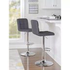 Sgabello da Bar Girevole Regolabile, Similpelle, Bianco/Grigio/Marrone Scuro, 1 Posto