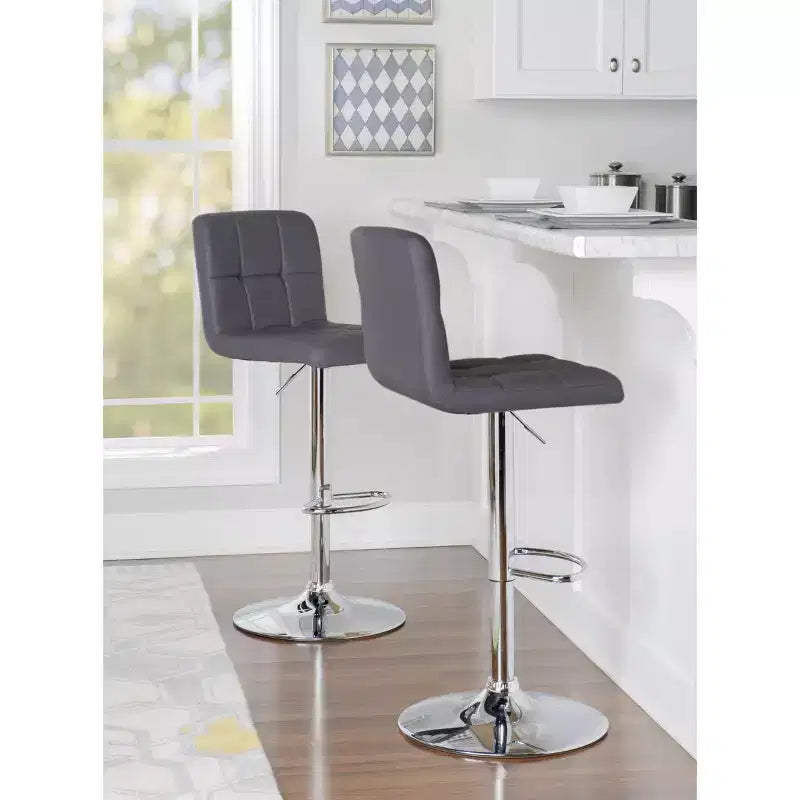 Sgabello da Bar Girevole Regolabile, Similpelle, Bianco/Grigio/Marrone Scuro, 1 Posto