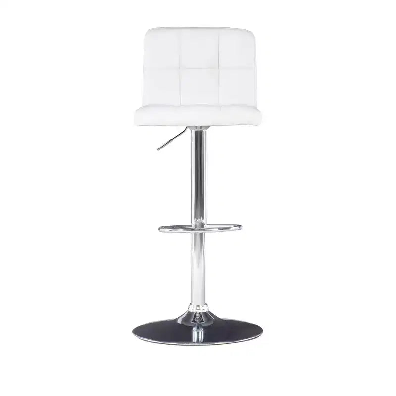 Sgabello da Bar Girevole Regolabile, Similpelle, Bianco/Grigio/Marrone Scuro, 1 Posto
