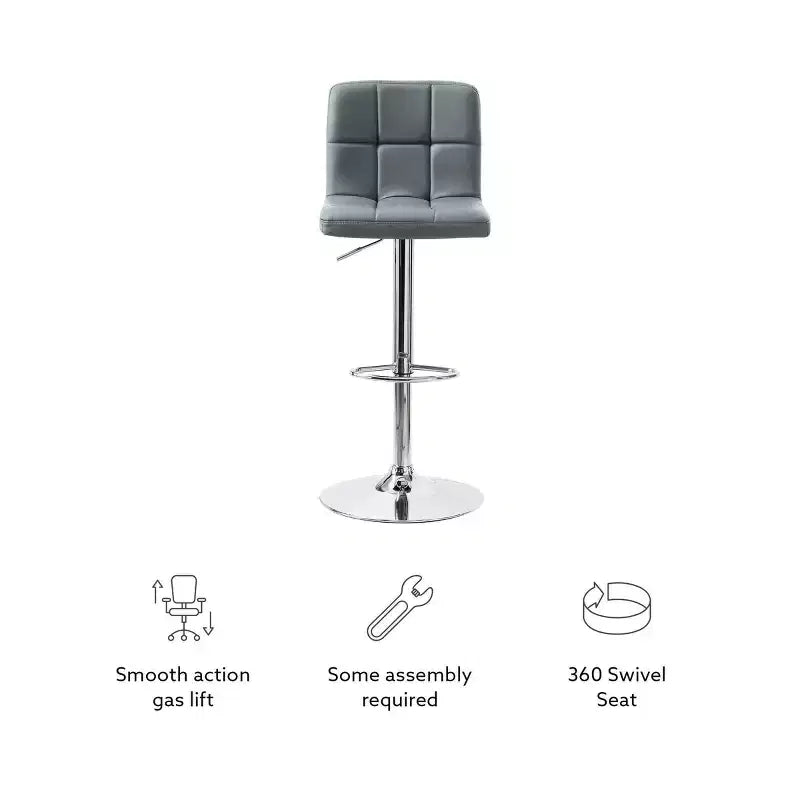 Sgabello da Bar Girevole Regolabile, Similpelle, Bianco/Grigio/Marrone Scuro, 1 Posto