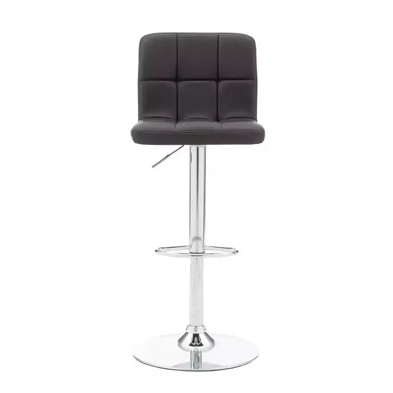 Sgabello da Bar Girevole Regolabile, Similpelle, Bianco/Grigio/Marrone Scuro, 1 Posto