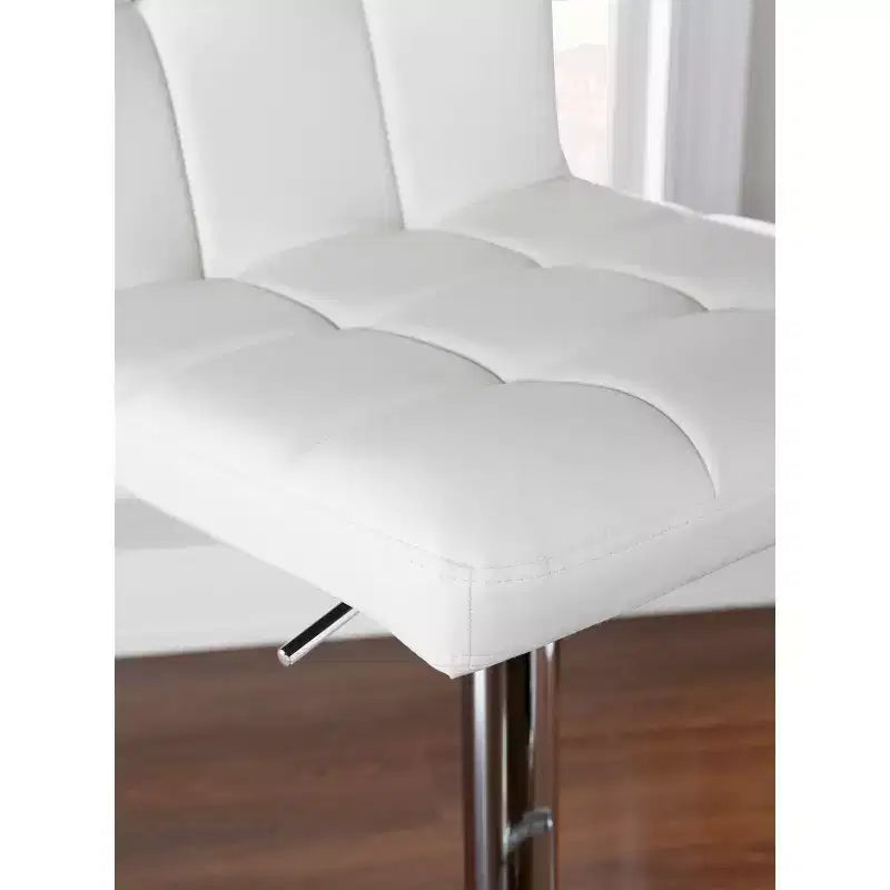 Sgabello da Bar Girevole Regolabile, Similpelle, Bianco/Grigio/Marrone Scuro, 1 Posto