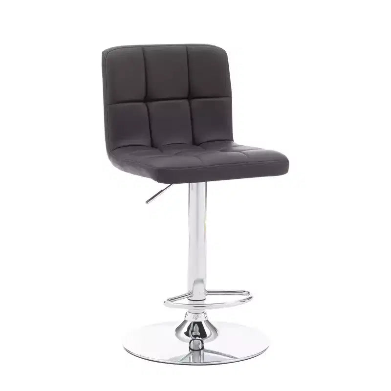 Sgabello da Bar Girevole Regolabile, Similpelle, Bianco/Grigio/Marrone Scuro, 1 Posto