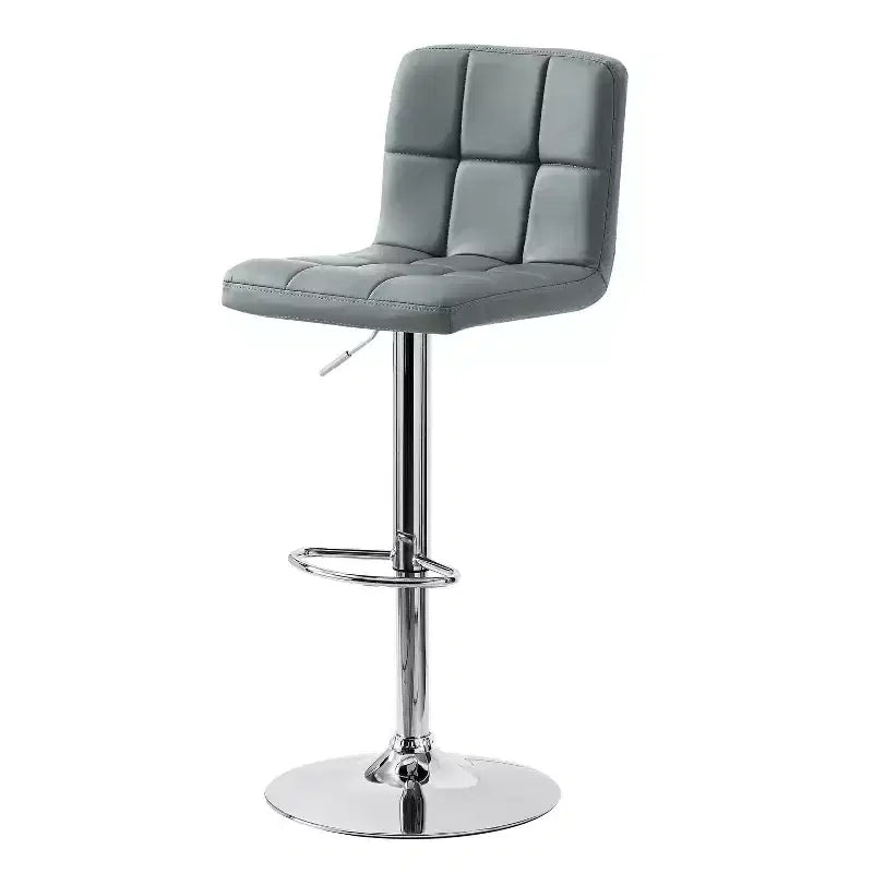 Sgabello da Bar Girevole Regolabile, Similpelle, Bianco/Grigio/Marrone Scuro, 1 Posto