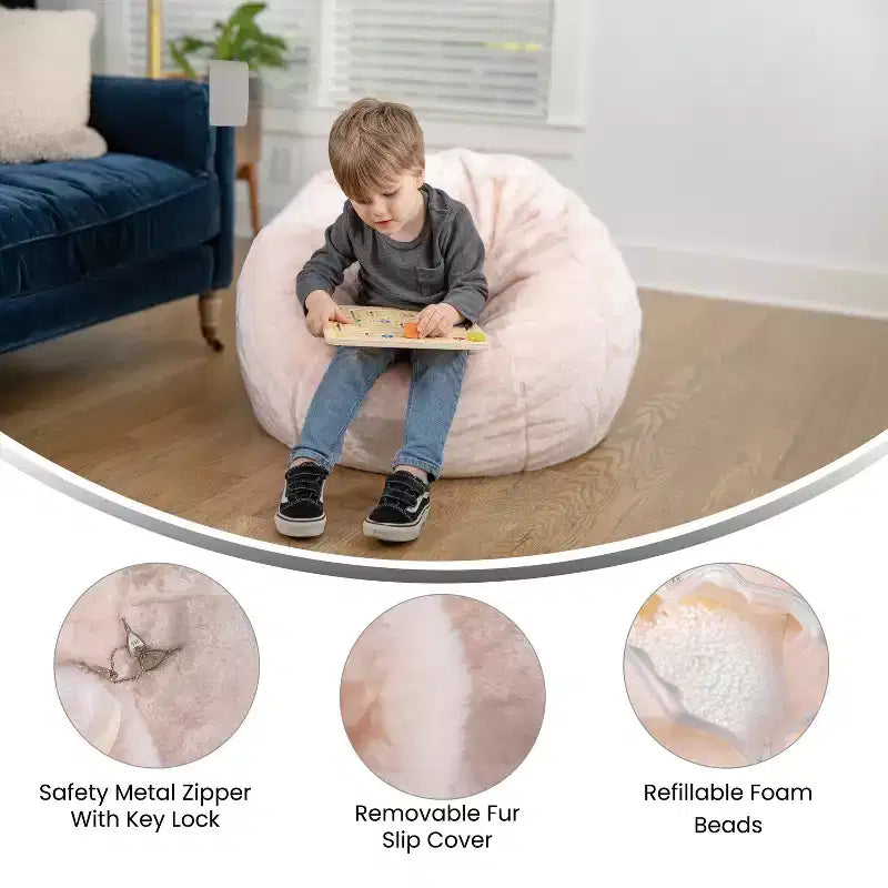 Poltrona sacco per bambini, multi-colore / in stile peluche e liscio, 1 posto