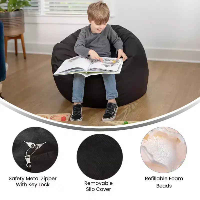 Poltrona sacco per bambini, multi-colore / in stile peluche e liscio, 1 posto