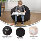Poltrona sacco per bambini, multi-colore / in stile peluche e liscio, 1 posto