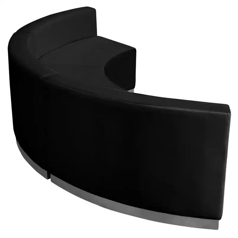 Divano da reception in similpelle nera LeatherSoft, 3 posti, 3 pezzi