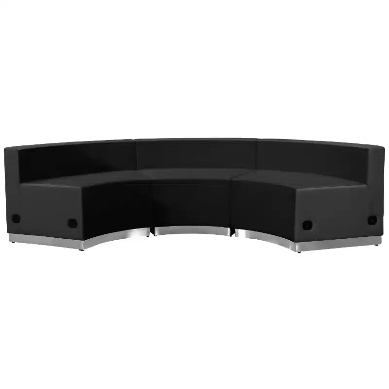 Divano da reception in similpelle nera LeatherSoft, 3 posti, 3 pezzi