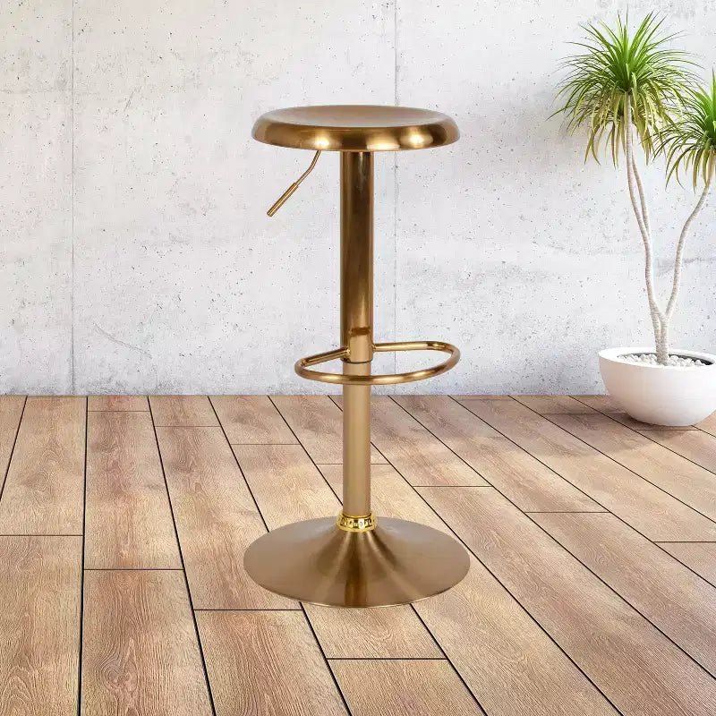 Sgabello da bar girevole retrò regolabile in altezza Nero/Cromo/Oro/Oro rosa, 1 posto