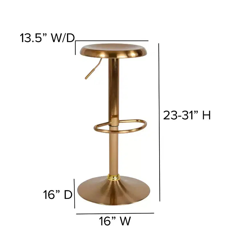 Sgabello da bar girevole retrò regolabile in altezza Nero/Cromo/Oro/Oro rosa, 1 posto