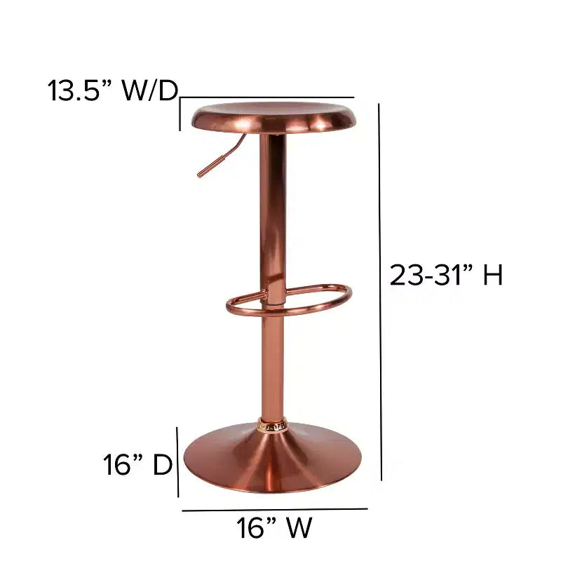 Sgabello da bar girevole retrò regolabile in altezza Nero/Cromo/Oro/Oro rosa, 1 posto