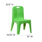 Sedia impilabile in plastica per bambini blu/verde/rossa, set da 4, per età 3-9 anni