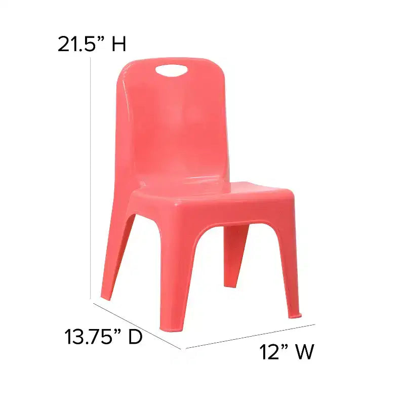 Sedia impilabile in plastica per bambini blu/verde/rossa, set da 4, per età 3-9 anni