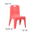 Sedia impilabile in plastica per bambini blu/verde/rossa, set da 4, per età 3-9 anni