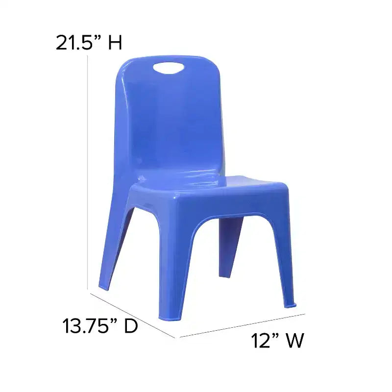 Sedia impilabile in plastica per bambini blu/verde/rossa, set da 4, per età 3-9 anni