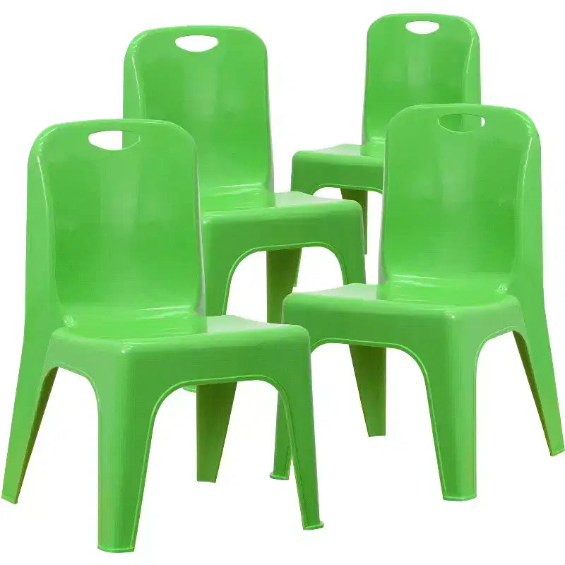 Sedia impilabile in plastica per bambini blu/verde/rossa, set da 4, per età 3-9 anni
