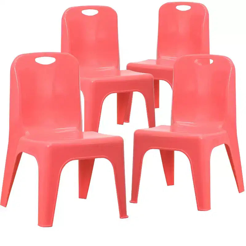 Sedia impilabile in plastica per bambini blu/verde/rossa, set da 4, per età 3-9 anni