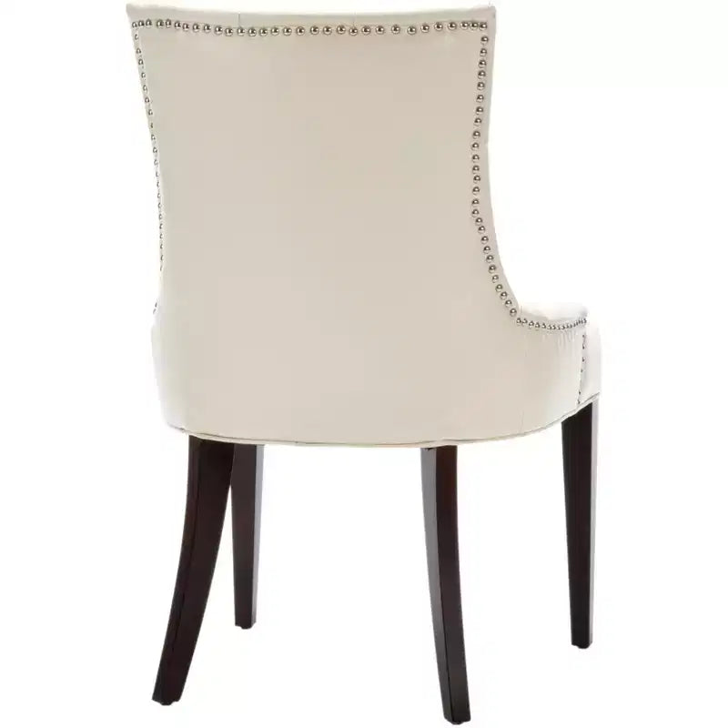 Sedia da pranzo senza braccioli, trapuntata con borchie decorative, 1 posto - Oro antico / Panna opaca / Tortora
