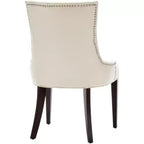 Sedia da pranzo senza braccioli, trapuntata con borchie decorative, 1 posto - Oro antico / Panna opaca / Tortora