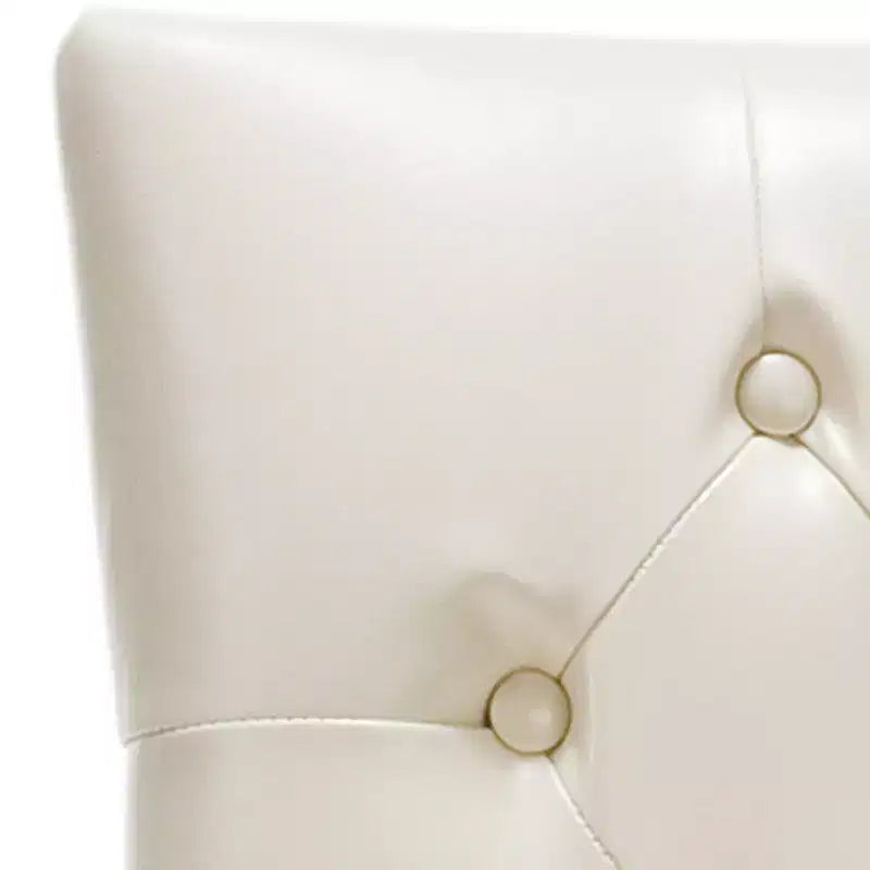 Sedia da pranzo senza braccioli, trapuntata con borchie decorative, 1 posto - Oro antico / Panna opaca / Tortora