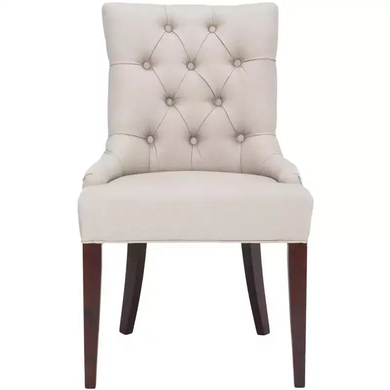 Sedia da pranzo senza braccioli, trapuntata con borchie decorative, 1 posto - Oro antico / Panna opaca / Tortora