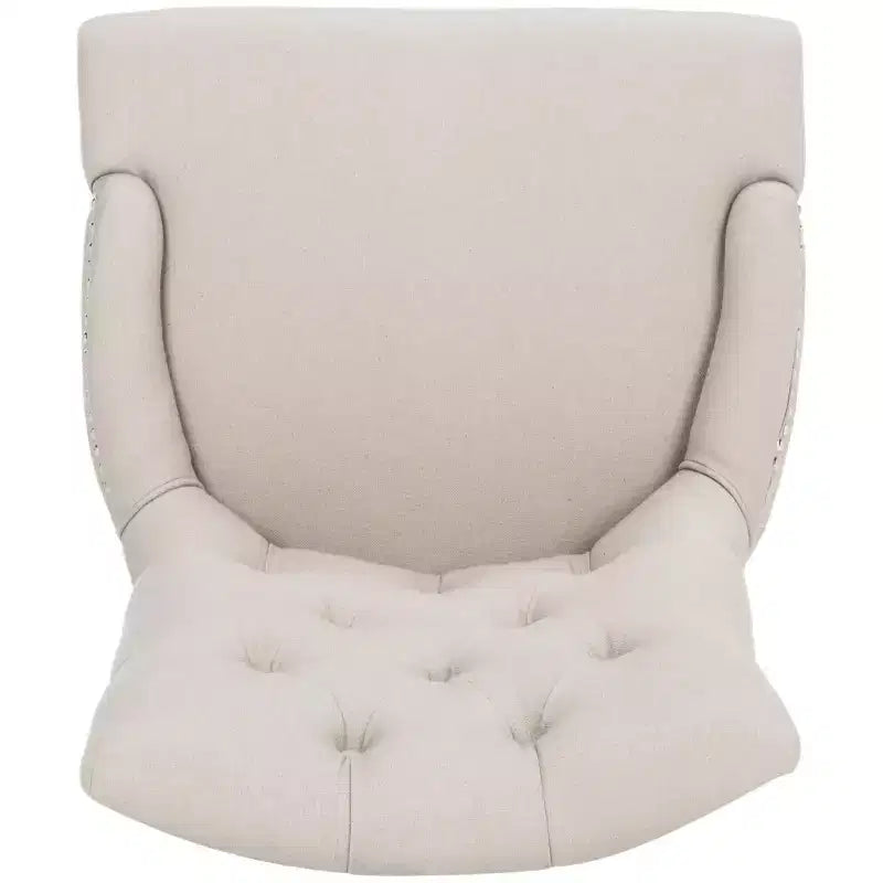 Sedia da pranzo senza braccioli, trapuntata con borchie decorative, 1 posto - Oro antico / Panna opaca / Tortora
