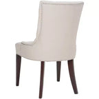 Sedia da pranzo senza braccioli, trapuntata con borchie decorative, 1 posto - Oro antico / Panna opaca / Tortora
