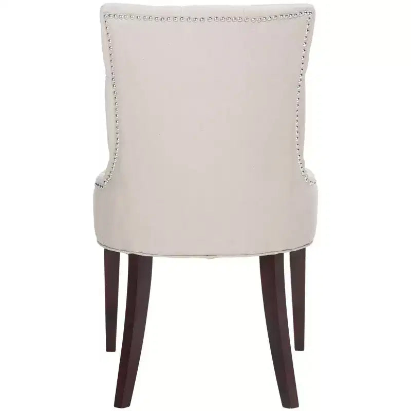 Sedia da pranzo senza braccioli, trapuntata con borchie decorative, 1 posto - Oro antico / Panna opaca / Tortora