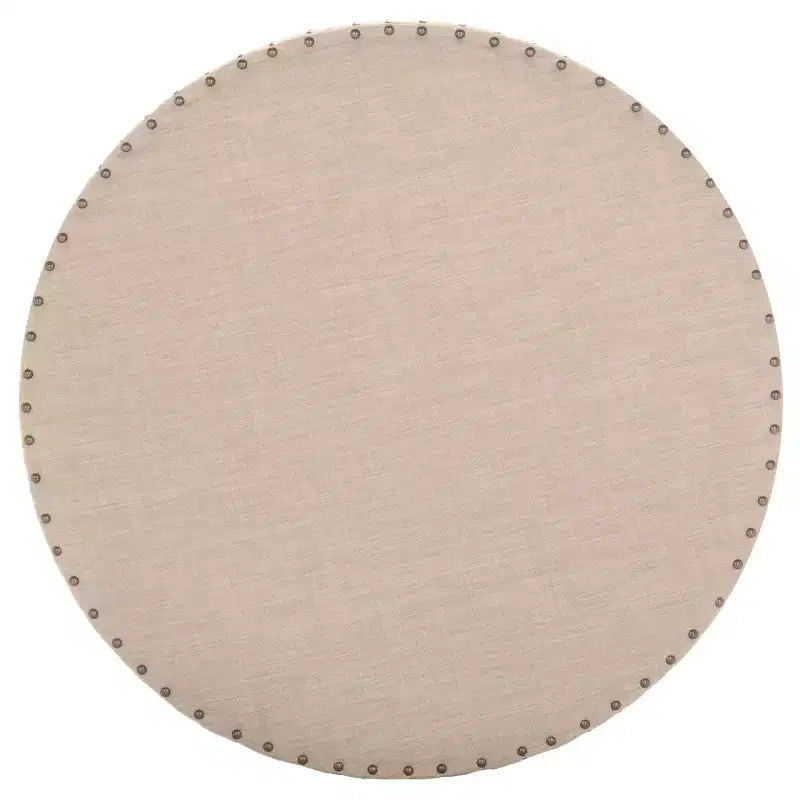Pouf rotondo beige, lino, 2 posti a sedere