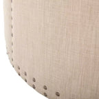 Pouf rotondo beige, lino, 2 posti a sedere