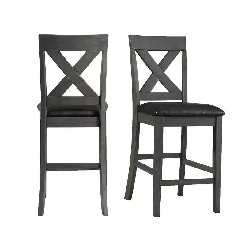 Marrone/Grigio, Sedia senza braccioli da bancone, Set da 2