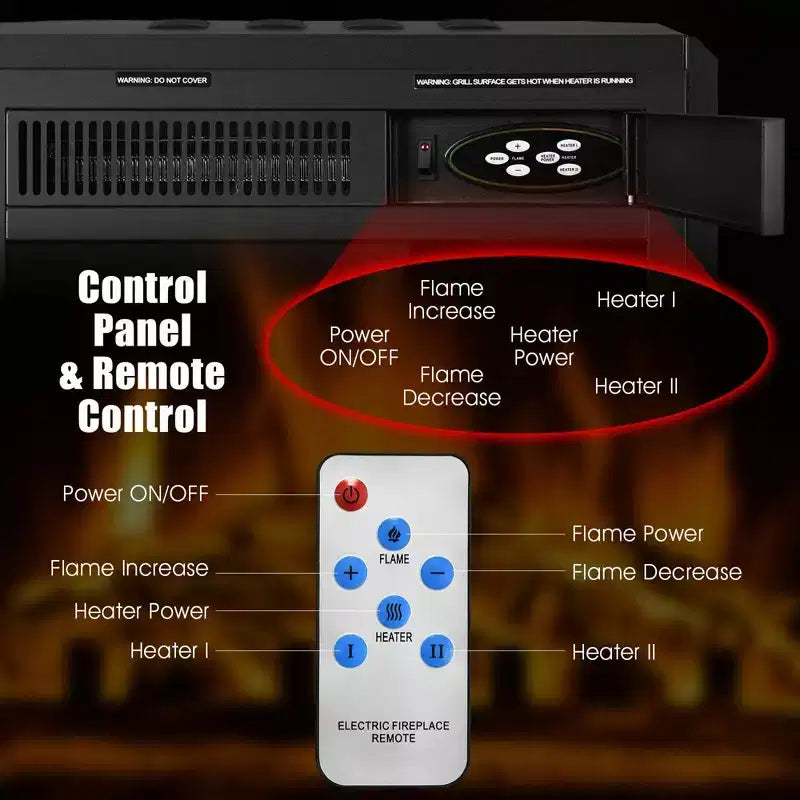 Mobile TV con caminetto elettrico in noce, 1500W, per TV fino a 70"