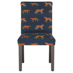 Sedia da pranzo imbottita blu navy/stampa animalier, schienale a botte senza braccioli, 1 posto