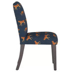 Sedia da pranzo imbottita blu navy/stampa animalier, schienale a botte senza braccioli, 1 posto