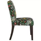 Sedia da pranzo imbottita blu navy/stampa animalier, schienale a botte senza braccioli, 1 posto