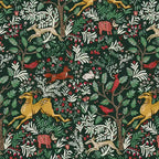Sedia da pranzo imbottita blu navy/stampa animalier, schienale a botte senza braccioli, 1 posto