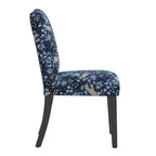 Sedia da pranzo imbottita blu navy/stampa animalier, schienale a botte senza braccioli, 1 posto