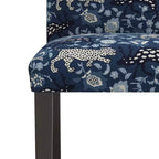 Sedia da pranzo imbottita blu navy/stampa animalier, schienale a botte senza braccioli, 1 posto