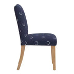 Sedia da pranzo imbottita blu navy/stampa animalier, schienale a botte senza braccioli, 1 posto