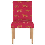 Sedia da pranzo imbottita blu navy/stampa animalier, schienale a botte senza braccioli, 1 posto